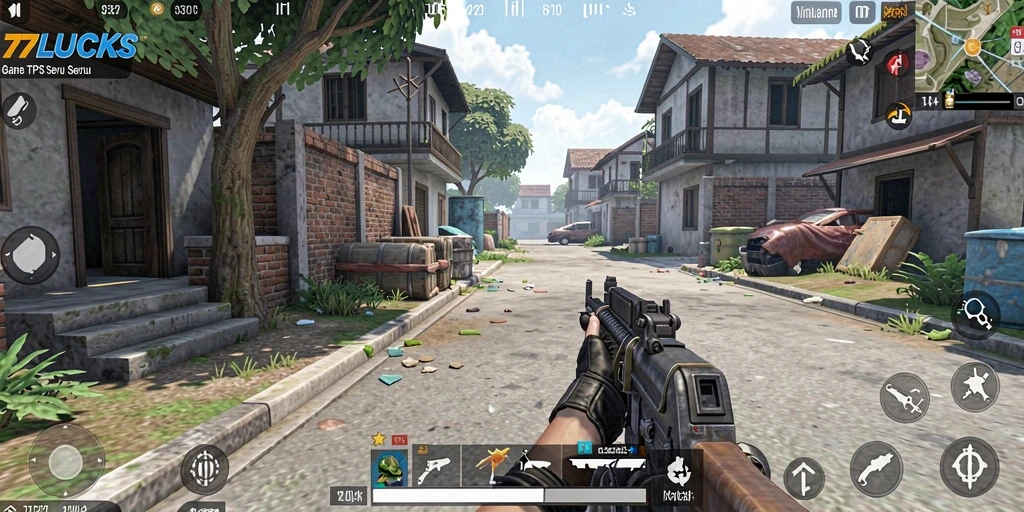 Tampilan gameplay TPS yang intens dan mendebarkan di 77LUCKS.