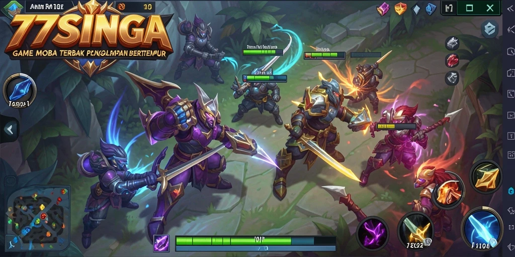 Gambaran gameplay mendebarkan dalam pertempuran MOBA.