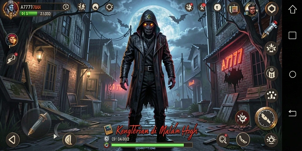 Tampilan gameplay A7777 dengan atmosfer Horror yang mencekam.