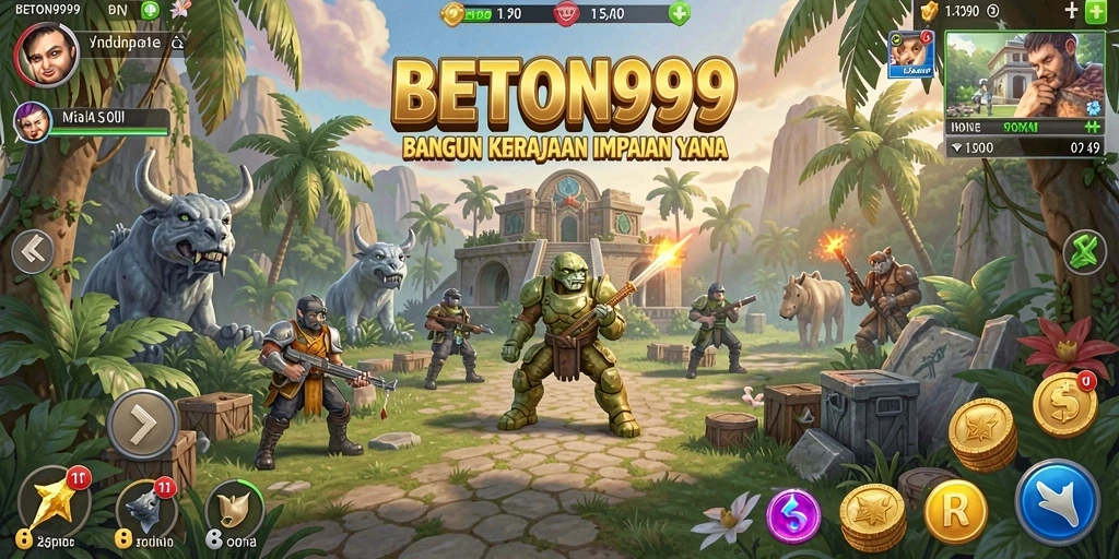 Tampilan gameplay BETON999 menunjukkan pembangunan yang detail dan interaksi antar pemain.