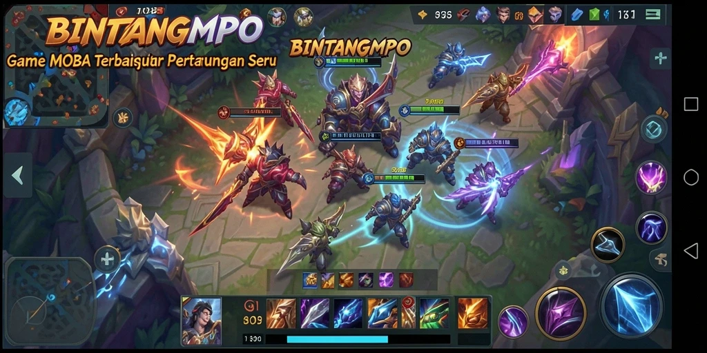 Tangkapan layar BINTANGMPO menampilkan aksi seru di arena pertempuran.