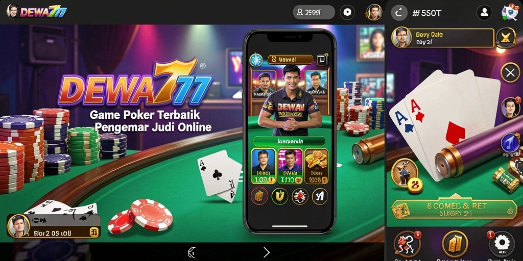 Tampilan gameplay Poker yang seru dan mendebarkan di DEWA777.