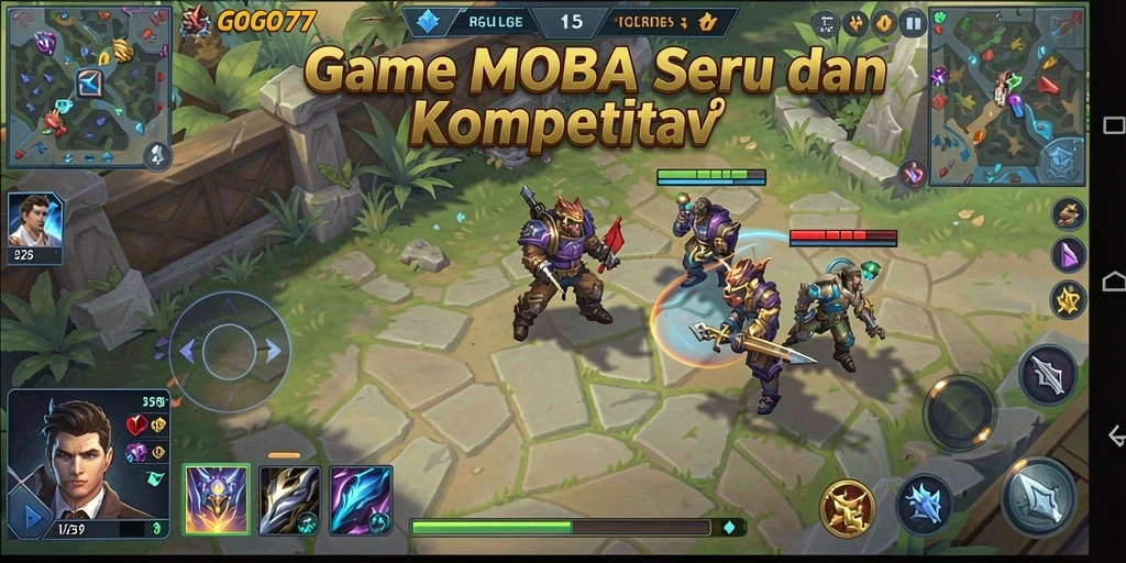 Tampilan permainan seru dalam GOGO77 yang penuh aksi MOBA.