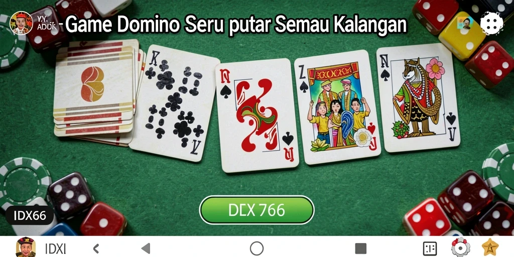 Screenshot menampilkan permainan Domino yang seru dan interaktif.