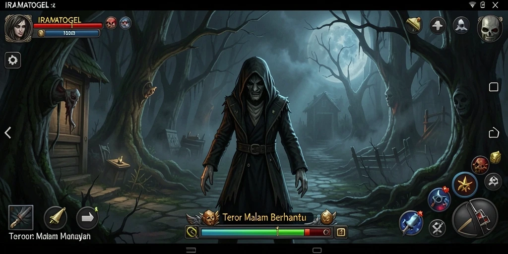 Tampilan gameplay IRAMATOGEL yang menakutkan dan penuh ketegangan.
