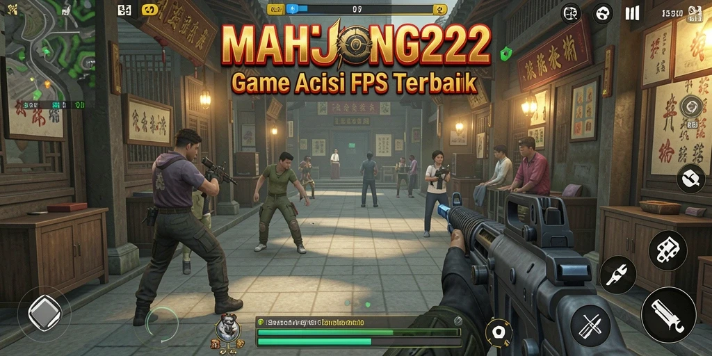 Tampilan gameplay seru dalam MAHJONG222 dengan aksi tembak-menembak intens.