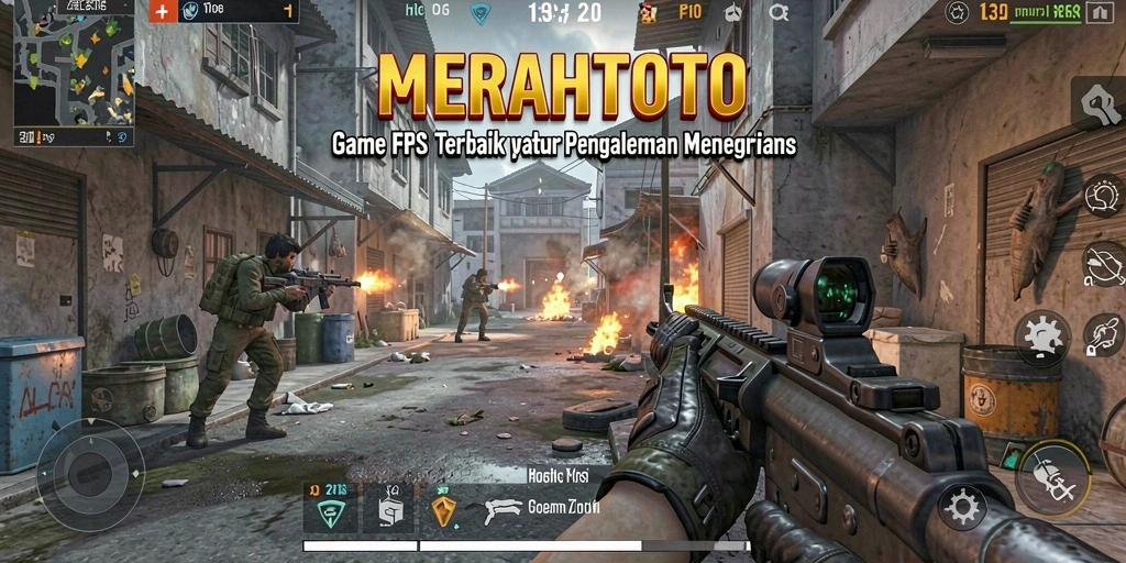 Screenshot menampilkan aksi menegangkan dalam gameplay FPS MERAHTOTO.