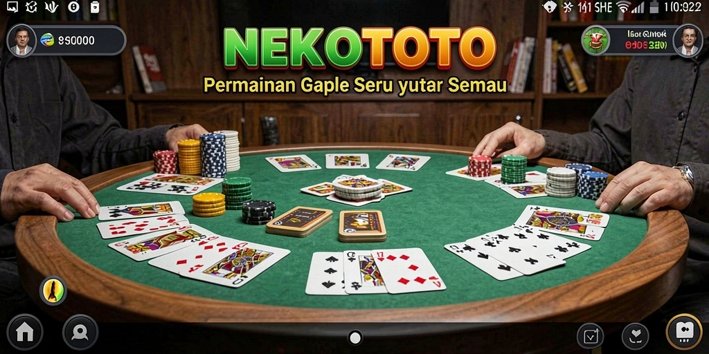 Screenshot gameplay seru NEKOTOTO dengan tampilan Gaple yang menarik.