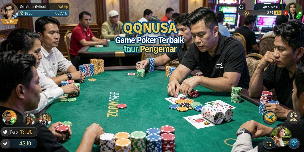 Screenshot gameplay QQNUSA yang menampilkan aksi intens permainan Poker.