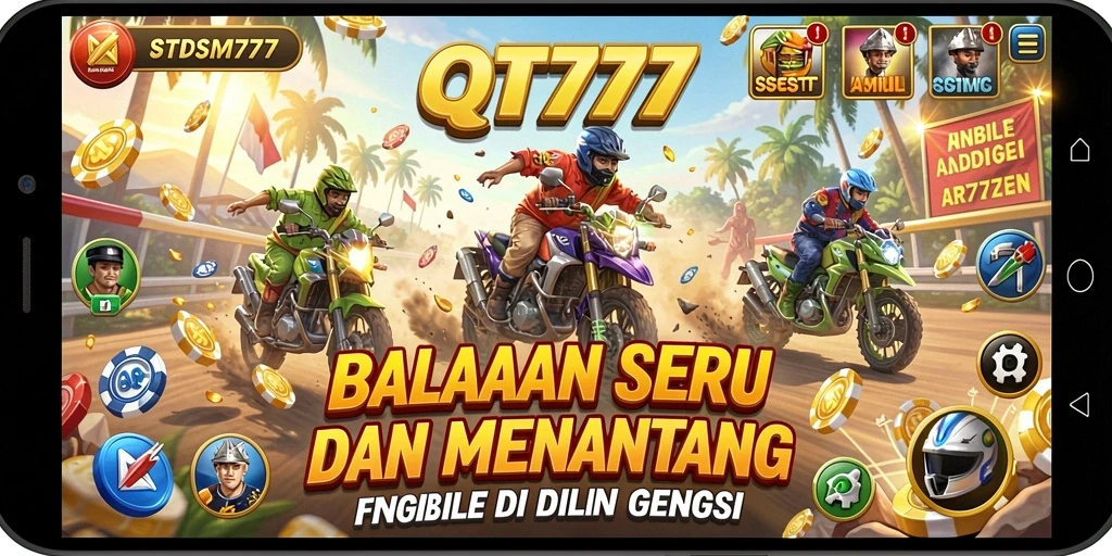 Screenshot gameplay QT777 menunjukkan aksi balapan yang mendebarkan.