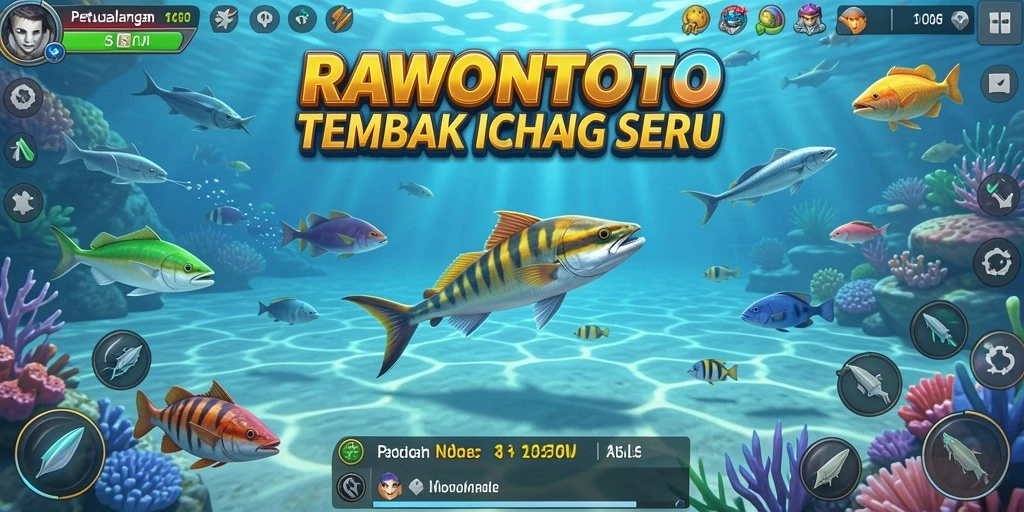 Tampilan aksi seru dalam gameplay Tembak Ikan RAWONTOTO.