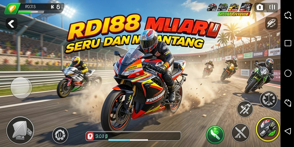 Gameplay seru RDI88 dalam balapan motor yang mendebarkan.