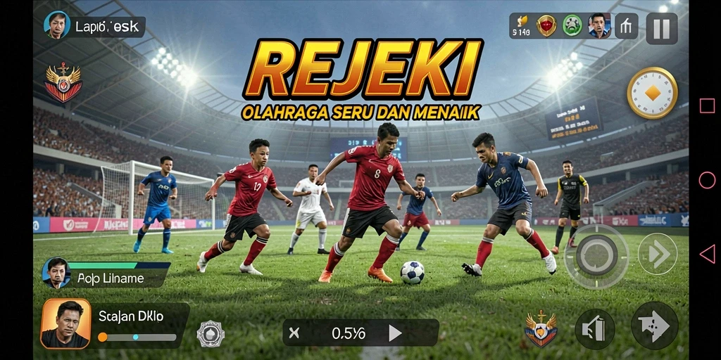 Screenshot gameplay REJEKI menunjukkan aksi seru dalam olahraga.