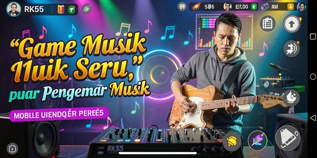 Tampilan gameplay RK55 yang penuh warna dan dinamis.