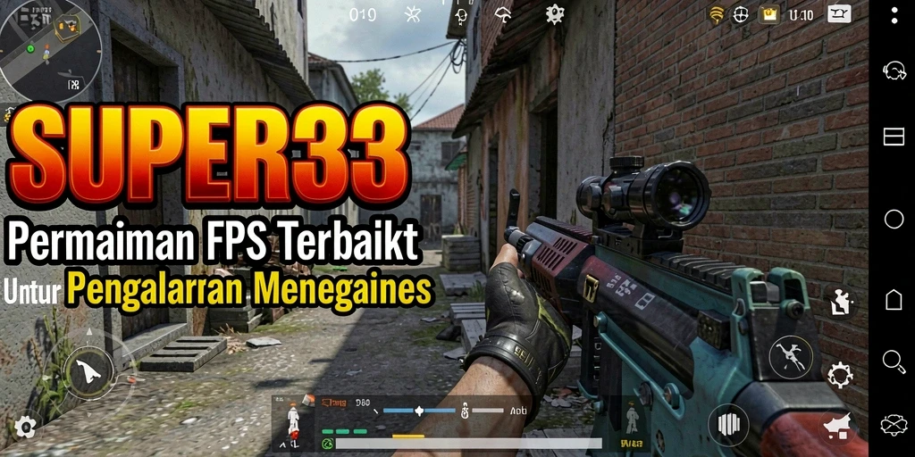 Tampilan gameplay SUPER33 dengan aksi tembak-menembak yang mengesankan.