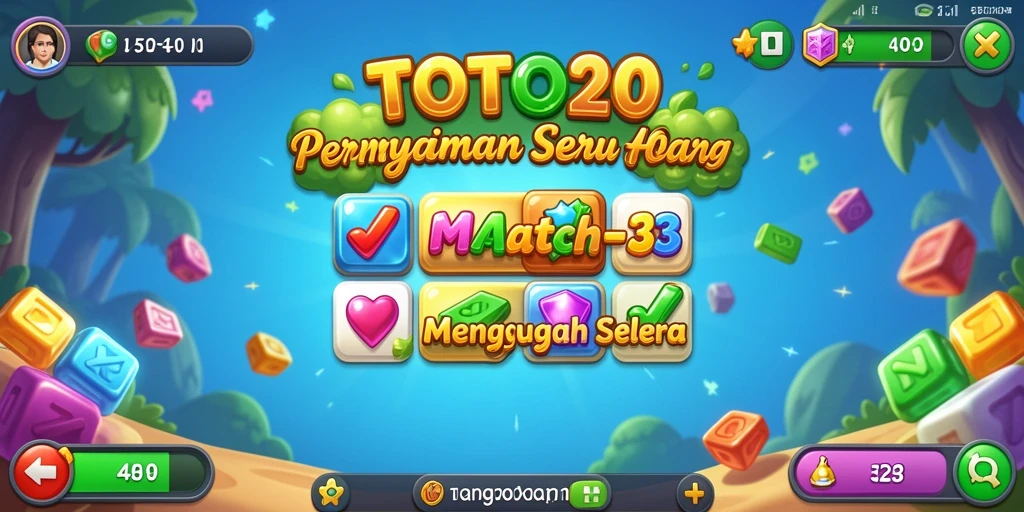 Tampilan gameplay seru dalam TOTO20 dengan elemen Match-3.