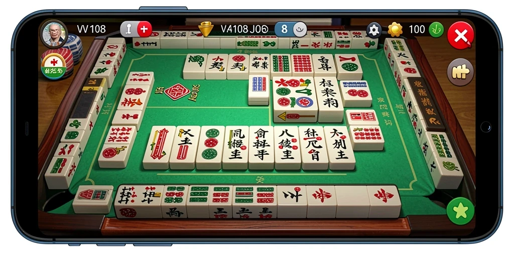 Tampilan gameplay seru dalam VW108 dengan ubin Mahjong yang berwarna-warni.